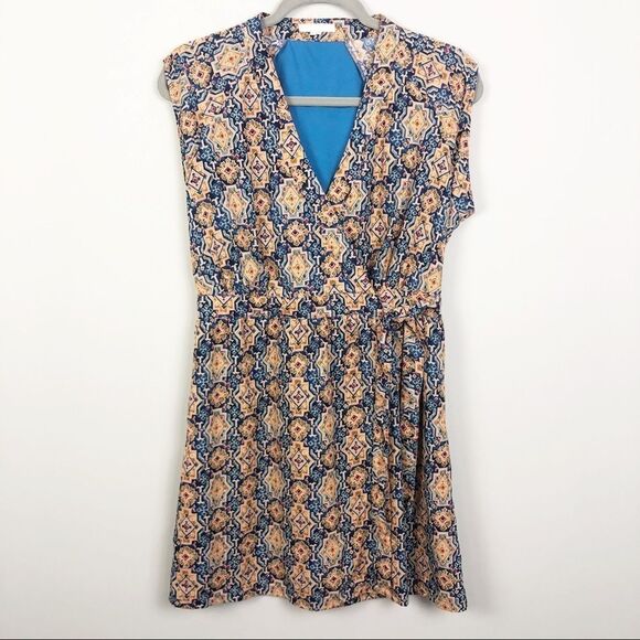 TULLE | ANTHROPOLOGIE Medallion Wrap Mini Dress Tie Waist Women’s Size Small - Picture 1 of 6